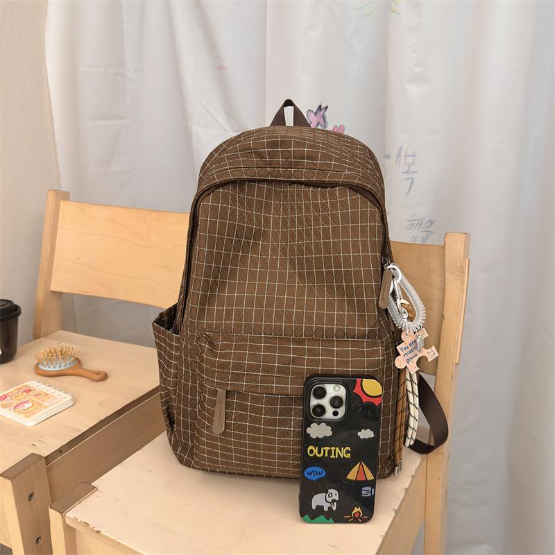 Karrierten Rucksack Große Kapazität Schülertasche Damen Reise Rucksack