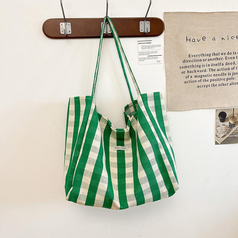 

Вместительная повседневная сумка-тоут женская новая клетчатая тканевая сумка на плечо легкая и универсальная классическая сумка для поездок на работу зелёный