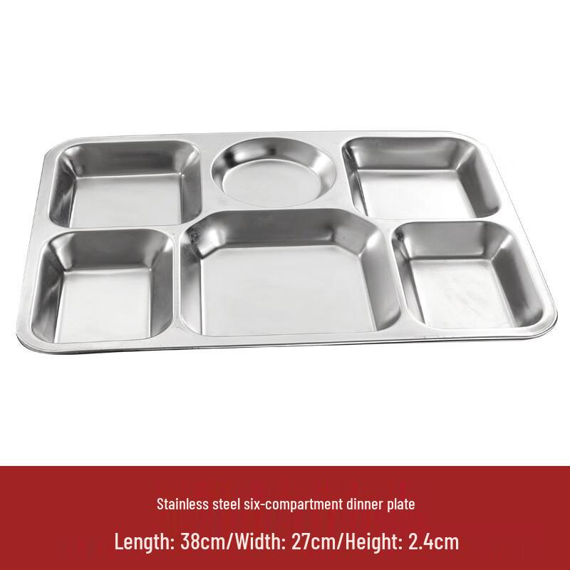LIJIA FITMENT Stainless Steel 6-Compartment Meal Tray
