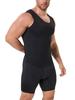 Salopetă de corp completă pentru bărbați, cu deschidere în talie, modelatoare, compresivă, din țesătură tricotată respirabilă Spandex/Nailon și Mărimi Mari