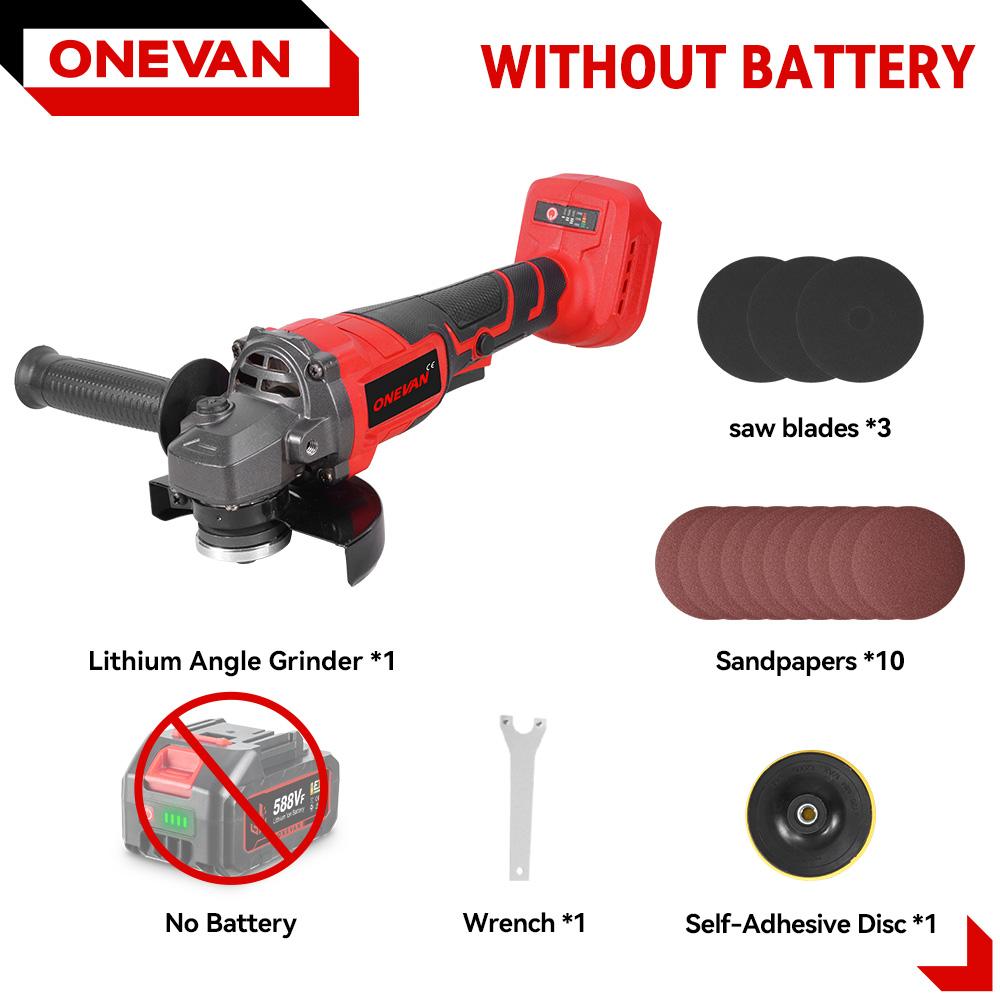 ONEVAN 125MM Brushless Electric Angle Grinder 2in1 Polishing  M14 Cutter Metal Wood Power Tool For Makita 18V Battery Pin