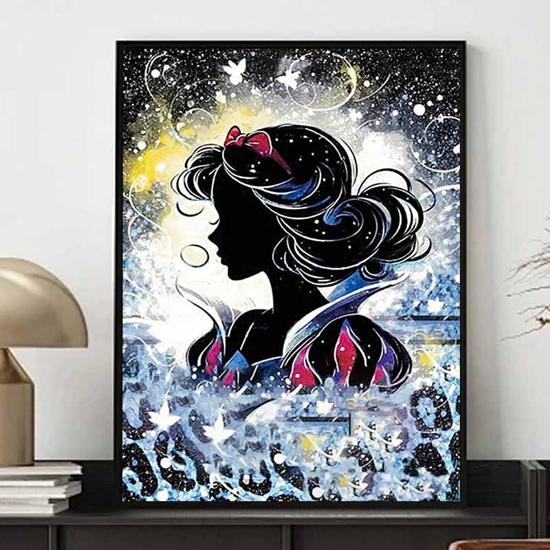 Disney Diamantmalerei Schneewittchen Silhouette Stil Kunst Illustration 5D Kreuzstich Hängendes Druck 5D Puzzle Mosaik Stickerei Heimdekoration