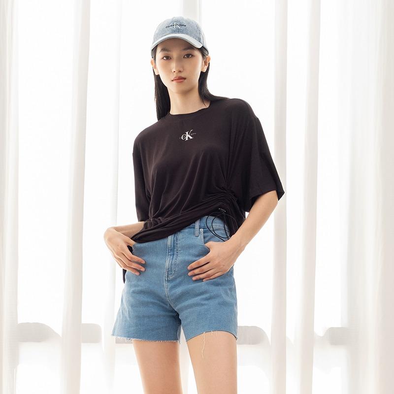 Calvin Klein Embroidered curved brim dome denim cotton peaked cap Unisex couple style light blue HX0335-407