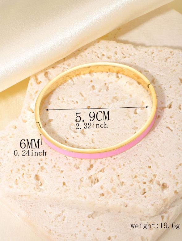 Kvinners 4 mm Gull Emalje Titanstål Armbånd med Spenne