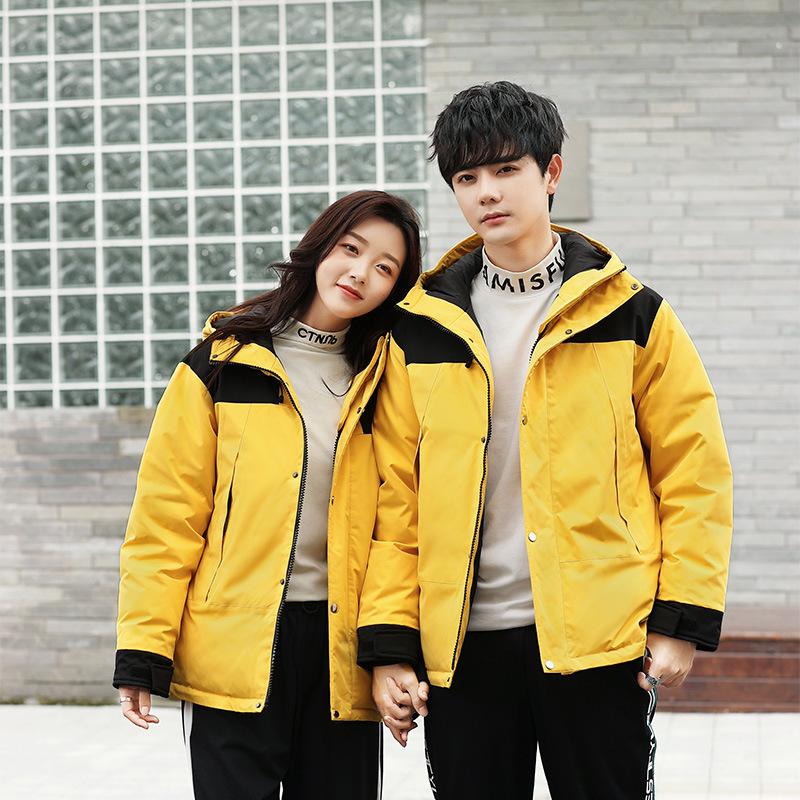 

Белый пуховик для мужчин и женщин, модель для пары, зимняя корейская версия, утолщенный морозостойкий, новая карго куртка в стиле кэжуал для мужчин 3XL жёлтый