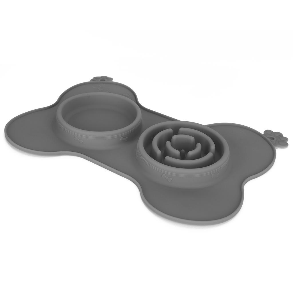 Portable Pet Dog Feeding Bowls Silicone Puppy Cat Eating Feeder Dish Bowl Pet SuppliesGrey