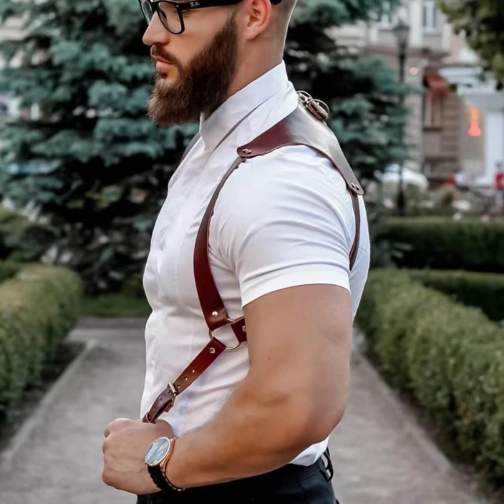 PU Male Corset Suspenders Adjustable Body Harness Clothing Accessories  Chest Decoration