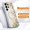 Magnetic For Magsafe Case For Samsung Galaxy S26 Ultra S25 Edge S24 Plus S23 FE S22 A54 A55 A56 5G Flower Garden Pattern Matte Cover