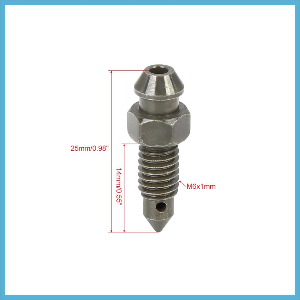 BULLSPANN Bleeder Screw Banjo Shop Repair Screws with Caps for Motorcycle Brake Cylinder 1mm 4pcs M6 Replacement Parts Accessories