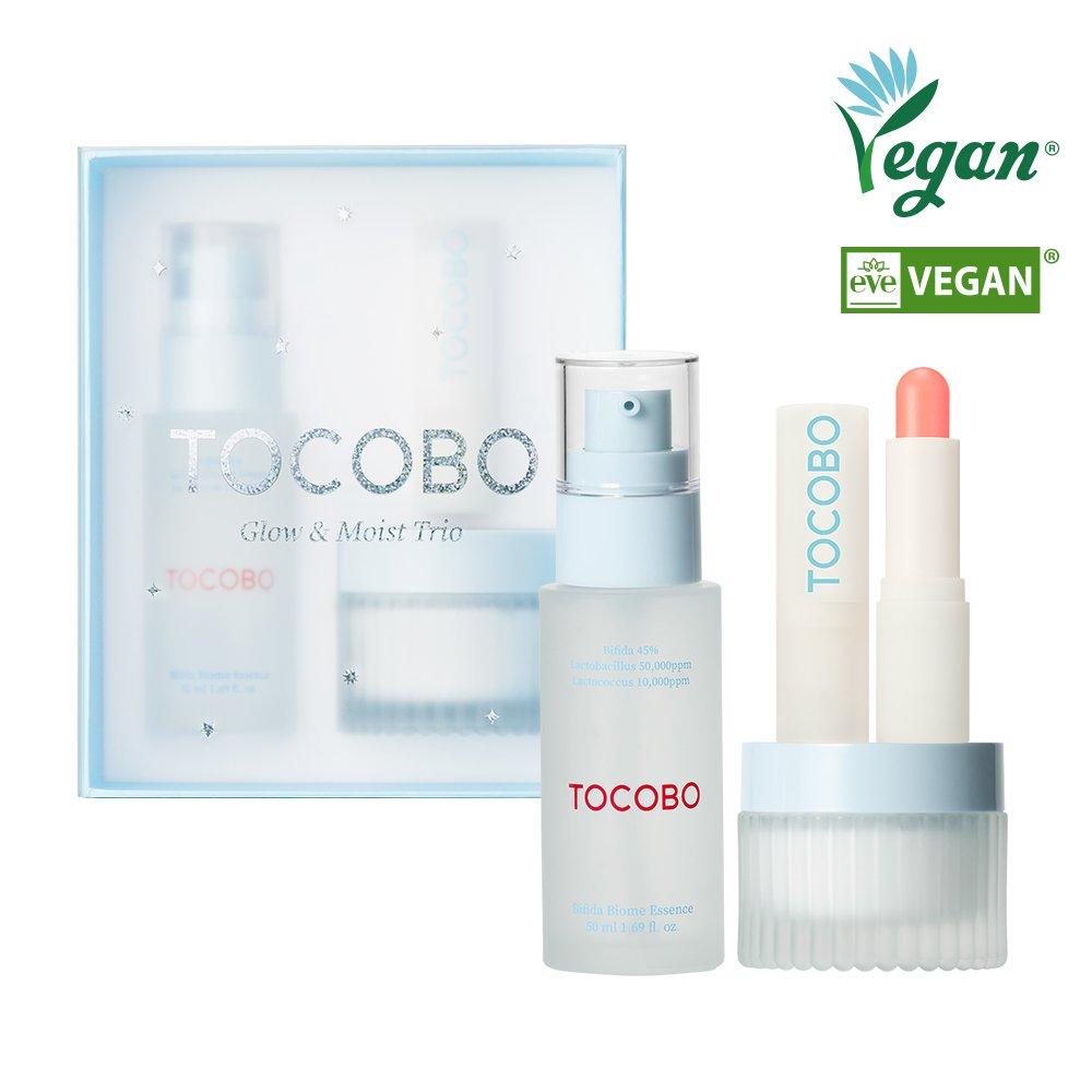 Glow & Moist Trio Set Bifida Biome Essence 50ml+Multi Ceramide Cream 50ml+Tocobo_Glow Ritual Lip Balm_001 Coral Water 3.5g