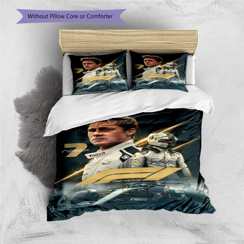 F1 Racing Car Movie Theme Print 3‑Pieces Duvet Cover Set Motorsport Sports Bedding Set Bedroom Home Decor Without Pillow Core Comforter
