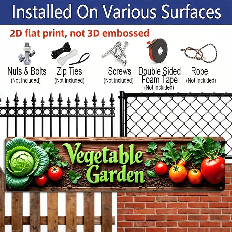 2D Flat, 1pc Vintage 'Vegetables and The Name' Sign - Durable Metal Wall Decor - Rustic Farm Door Hanging Decoration for Home, Porch, Barn -New Year
