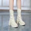 Fashion Fashion Round Toe Thick Sole All-match Ankle Boots Women's Chunky Heels Platform Comfortable Short Boots Increase Shoes 2024