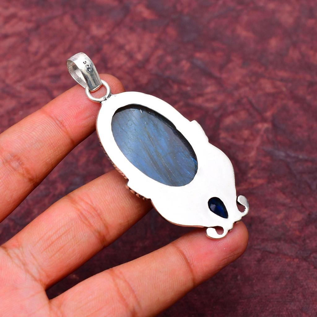 Awesome Labradorite Gemstone Pendant: 925 Sterling Silver Handmade Pendant Necklace Jewelry