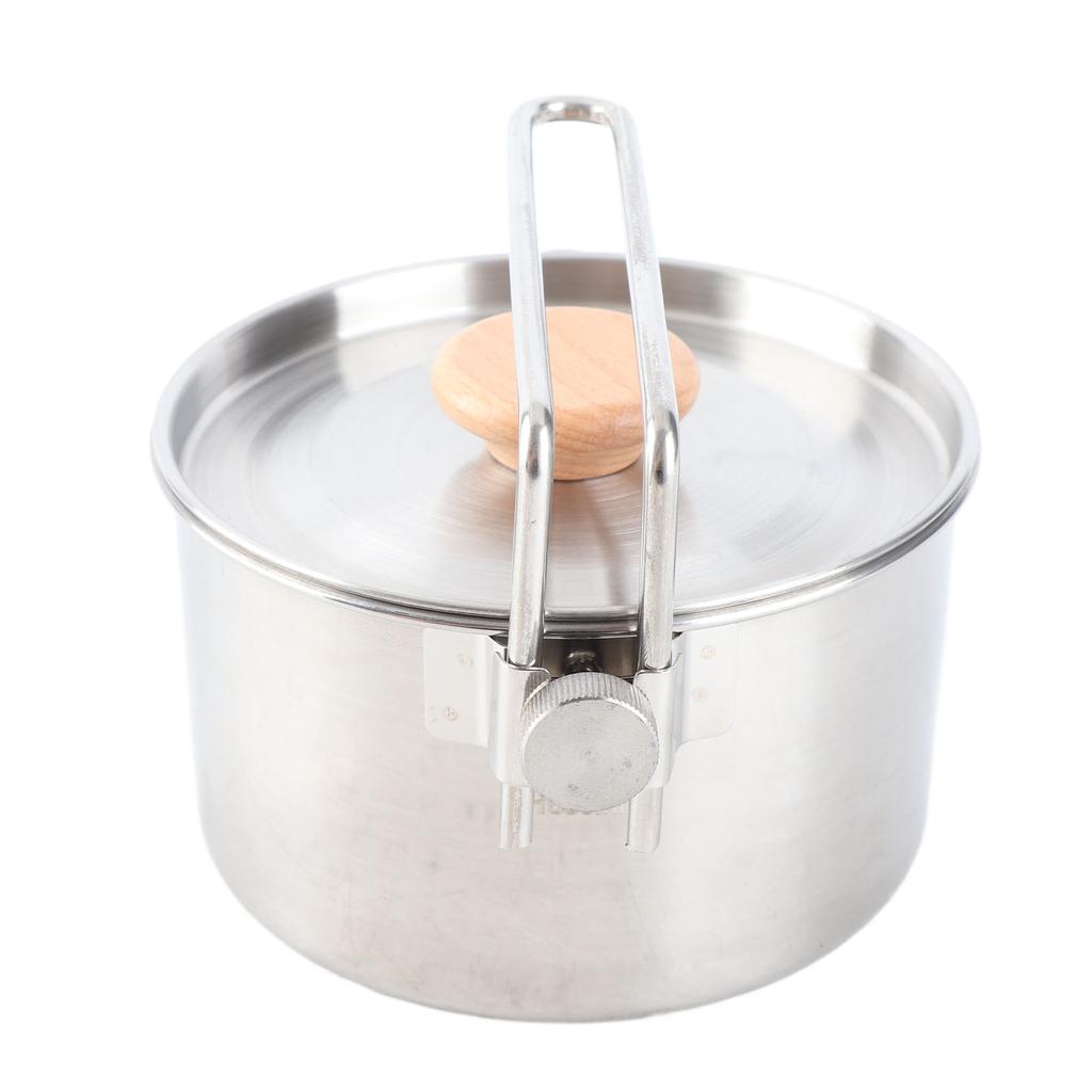304 Edelstahl Campingtopf Tragbarer Faltbarer Outdoor Campingtopf mit Deckel für Picknick