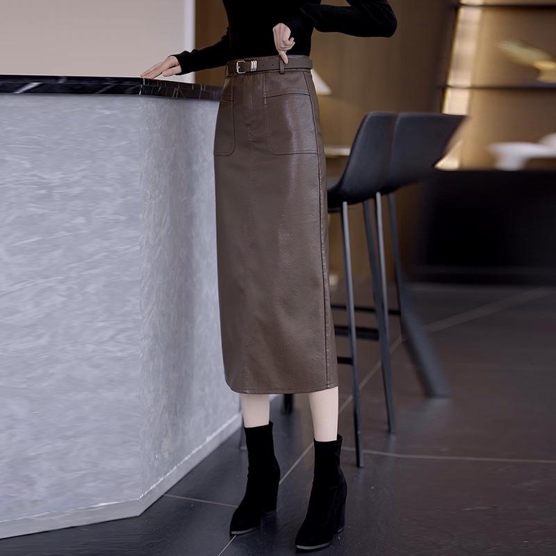 2025 Neue High-Waist Midi Leder Bleistiftröcke für Herbst/Winter