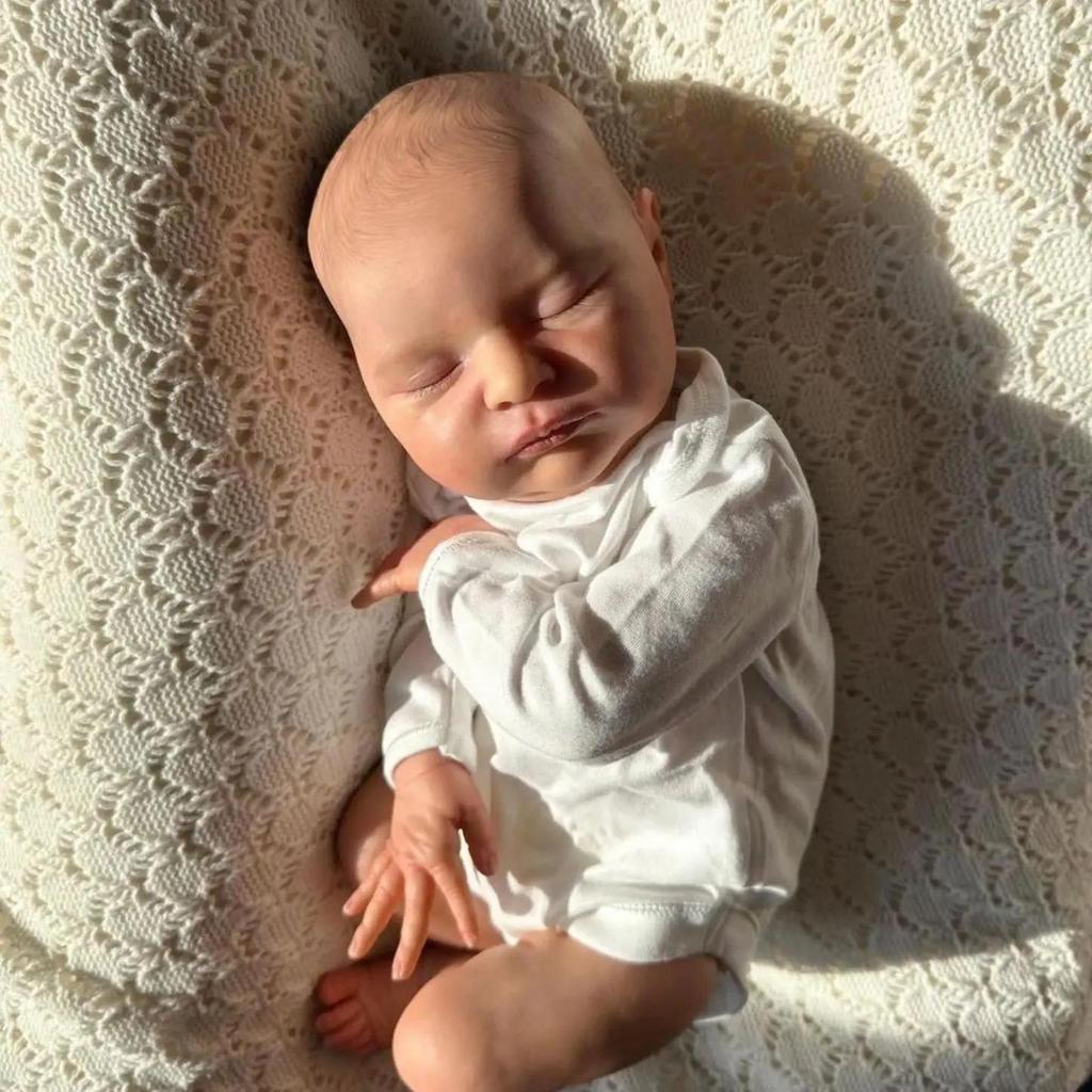 BZDOLL 20inch 50cm Soft Vinyl Asleep Reborn Baby Doll with 3D-paint Skin and Visible Veins Bebe Newborn Girl Birthday and Christmas Toy Art Dolls
