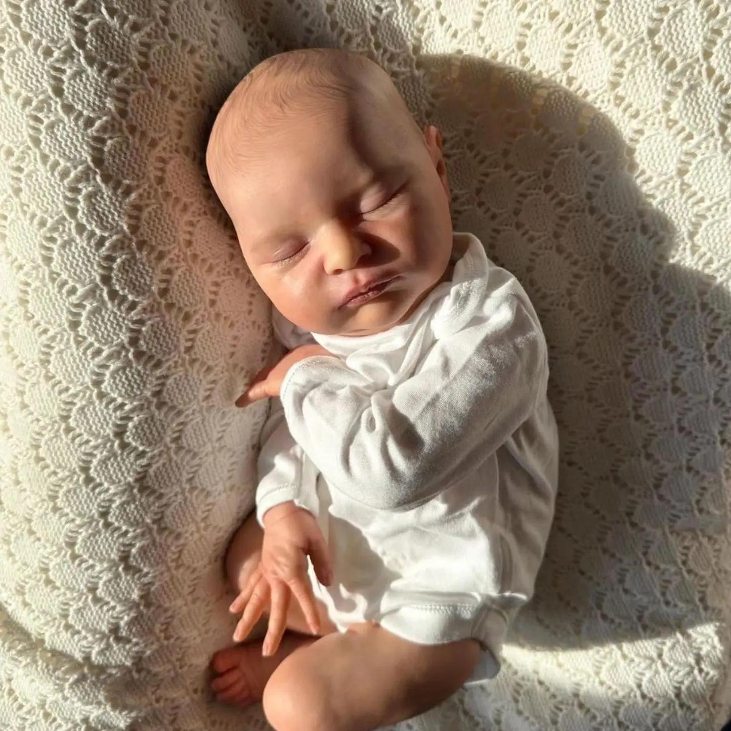 

BZDOLL 20 дюймов 50 см Мягкий винил Спящая Кукла Реборн с кожей, расписанной 3D-красками, и видимыми венами Бебе Новорожденная Девочка Игрушка на День рождения и Рождество Художественные куклы cloth body doll