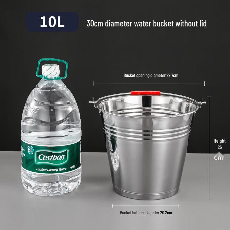 ZISIZ Extra Thick Portable Stainless Steel Ice Bucket