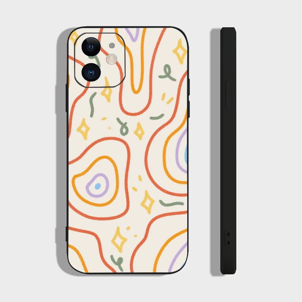 Cute Pattern For IPhone 13,17,11,12,16,14,15,Plus,Pro Max Soft Silicone Black Phone Case