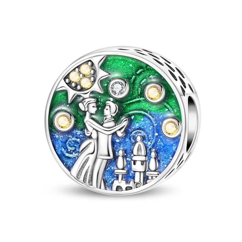 Authentic Copper Bule Heart Charm Bead Charms Castle Snowflake Bead Charms Compatible With Authentic Bracelets Necklaces for Women Do It Yourself Jewe
