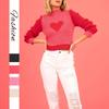 Winter Valentine'S Day Love Peach Crew Neck Pullover Sweater