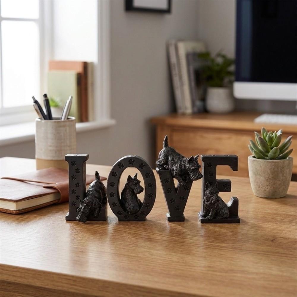 4PCS Romantic Dog Statue Ornament 3D Printing Love Themed Decorations Entryway Decoration