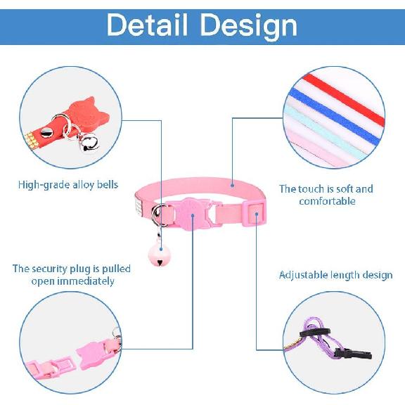 Cat Collar with Rhinestone Bling Cute Bells Leather Cat CollarsAccessories for Pet Collars Ldeal for Girl Cats Male Cats(Black)