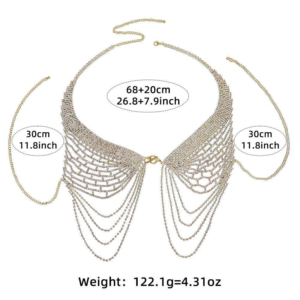 Engelsflügel Körperkette, Europäische und Amerikanische sexy volle Diamant-Quaste Brustkette, Damen Körperkette