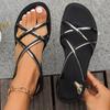 Fashion Silver Cross Strap Flat Sandals for Women Summer 2025 Roman Style Comfort Beach Shoes Woman Lightweight Fashion Dress Sandalias