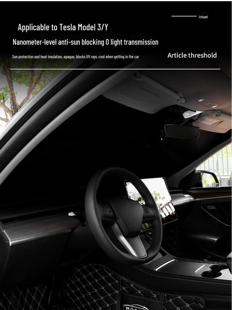 Tesla Model 3/Y Refreshed Windshield & Roof Sunshade Protection