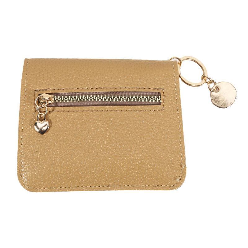 Ladies' Simple PU Leather Mini Zip Around Wallet Solid Color Slim Card Holder Coin Purse with RFID Blocking