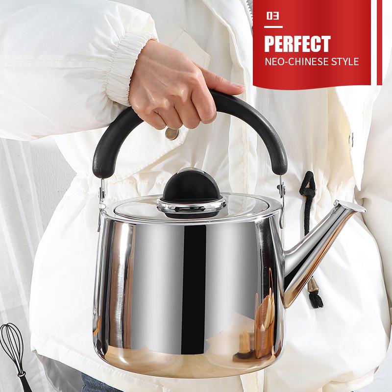 European Style Whistling Kettle - Thickened Stainless Steel for Induction and Gas Stoves, Angled Spout, Universal Design