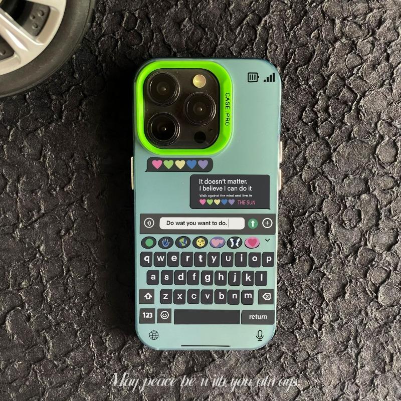 Farbiges Sier Doppelschicht-Case für Iphone 16 15 14 13 12 Pro Max Besprühte Hartschale Tastatur Handyhülle Coole Rückseiten-Cases