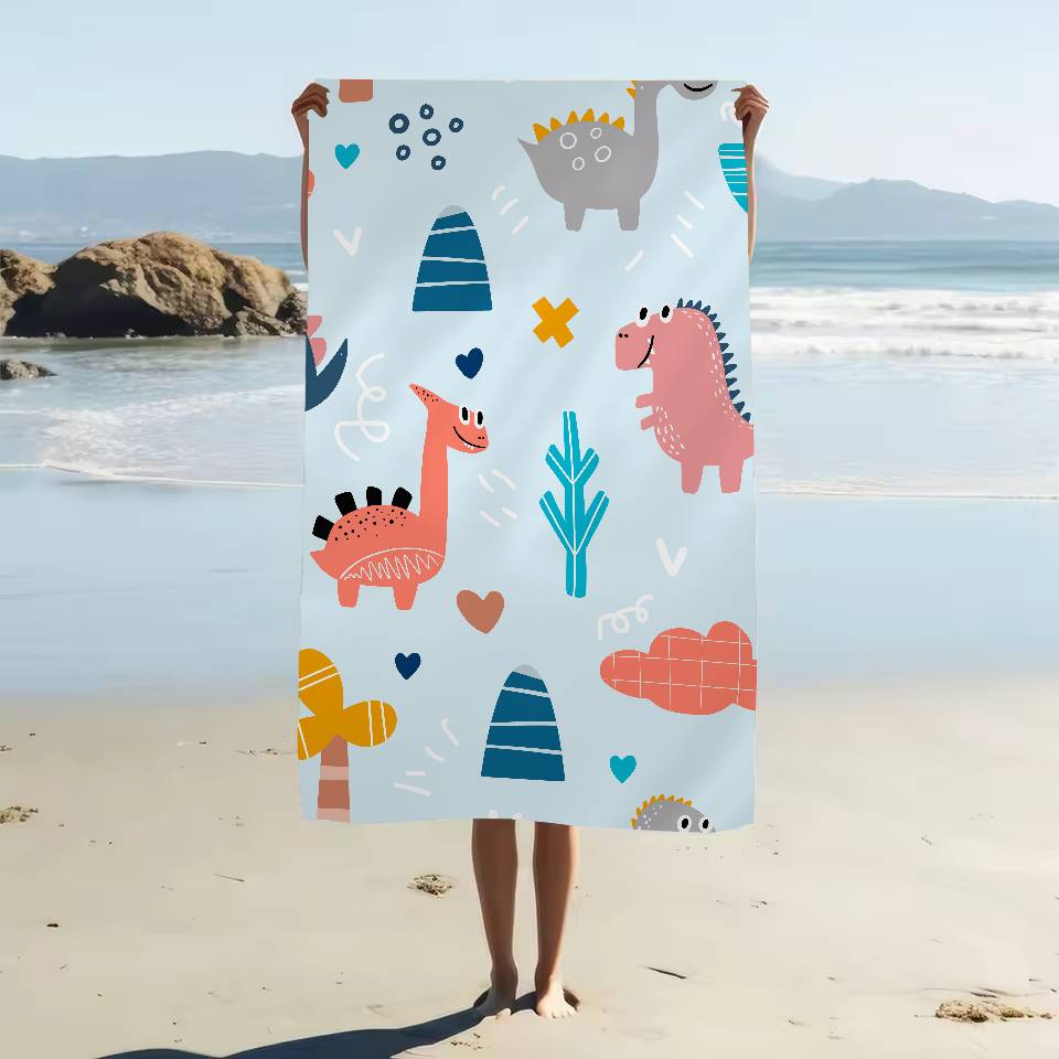 Cartoon Animal Dinosaur Print Cartoon Beach Towel Cute Kawaii Room Decor Bath Girls Children Hand Towels For Bathroom Shower