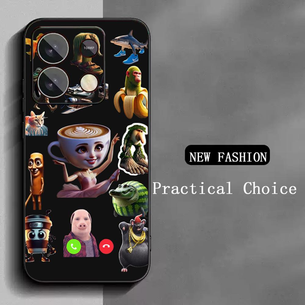 Tung tung sahur funny poster pattern Phone Case For Redmi Note 14 13 12 11 Pro Plus S 5G 14C A3 Soft Black Phone Cover