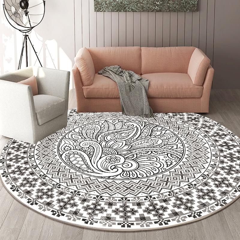 Ethnic Style Circular Living Room Carpet Nordic Bedroom Bedside Mat Dressing Table Computer Chair Floor Mat