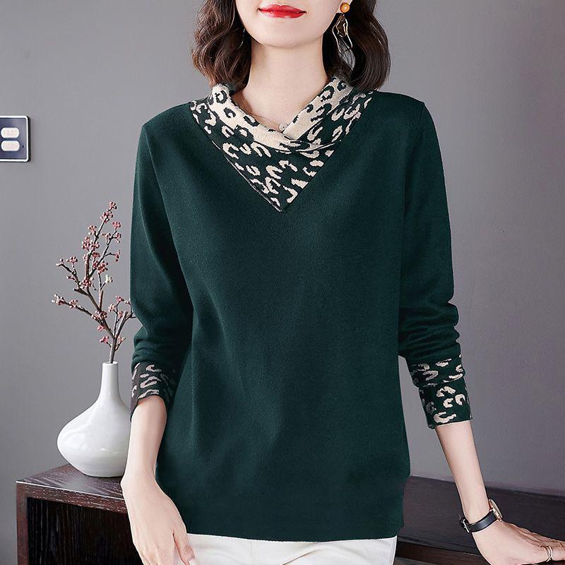 Top da Donna Taglia Forte Autunno Inverno Lunghezza Media Velluto Ispessito Elastico Camicia Stampa Moda Top Casual Larghi