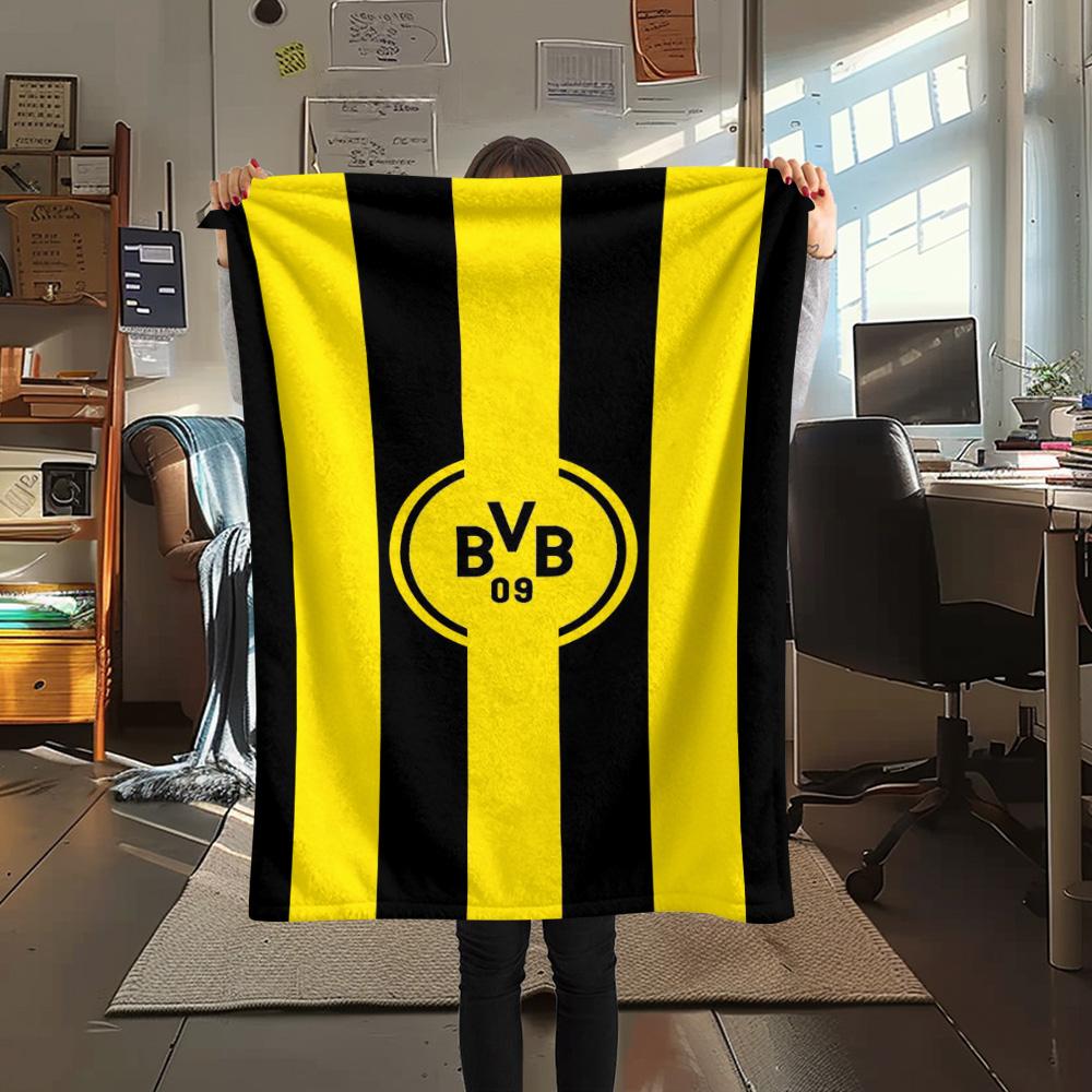 1 szt. Koc Flanelowy z Nadrukiem Borussia Dortmund Wysokiej Jakości Ciepły Komfortowy Pokrowiec na Wszystkie Pory Roku Idealny na Prezenty Wystrój Domu