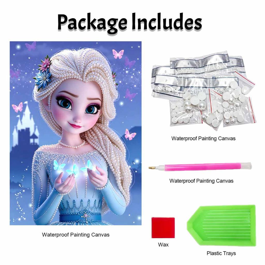 Disney Elsa pearl painting handmade diy pearl art painting elegant castle hanging decor
