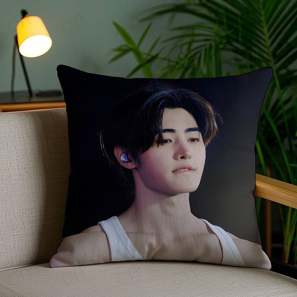 Kpop Style Singer P-Park Sunghoon Pillow Case Anti-Dustmite Pillowcase Invisible Zipper Silky Short Plush Sofa Cushion Cover