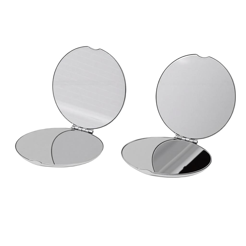 2pcs Stainless Steel Mirror Double Sided Portable Folding Unbreakable Makeup Mirror for Purse Pocket Round 2.6in