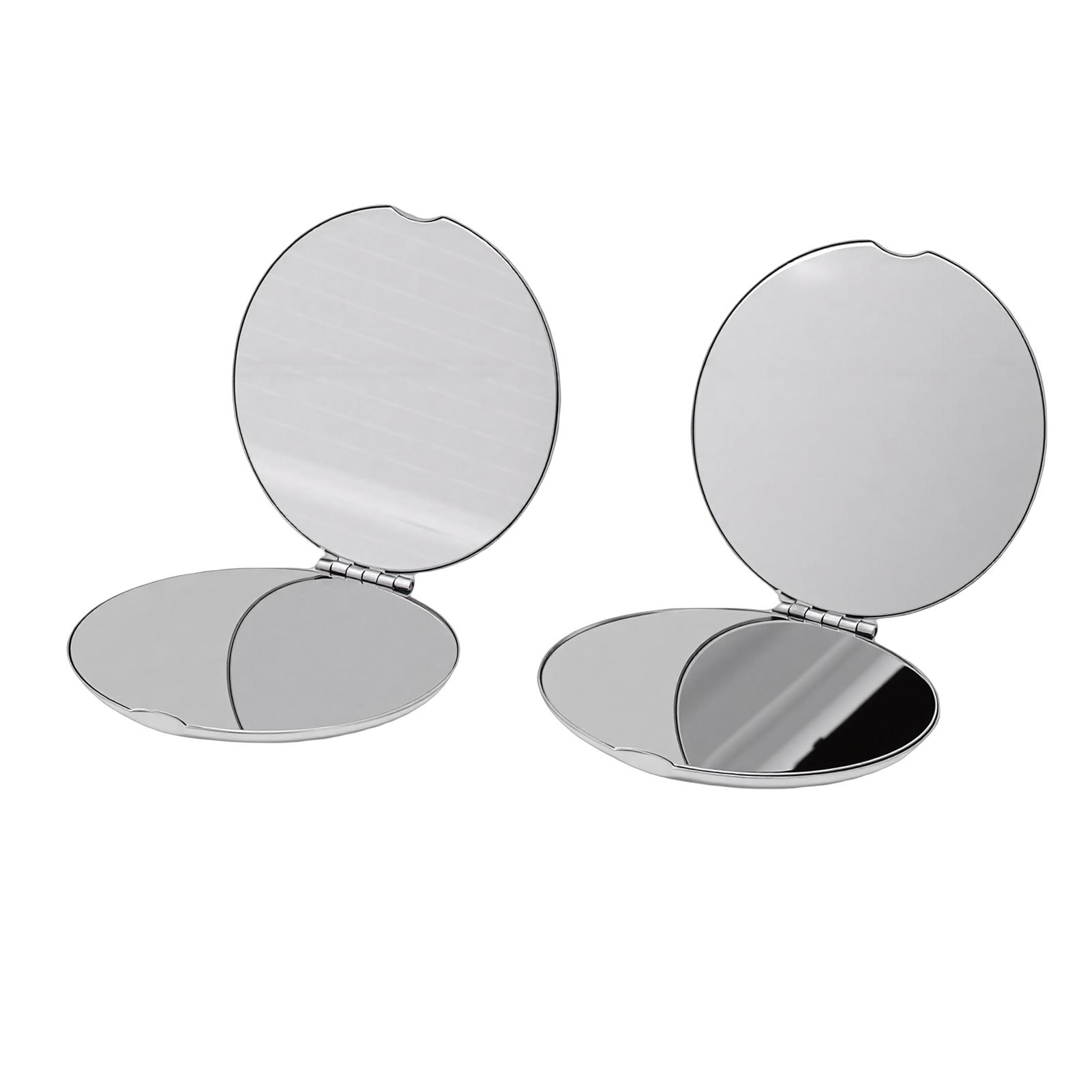

2pcs Stainless Steel Mirror Double Sided Portable Folding Unbreakable Makeup Mirror for Purse Pocket Round 2.6in
