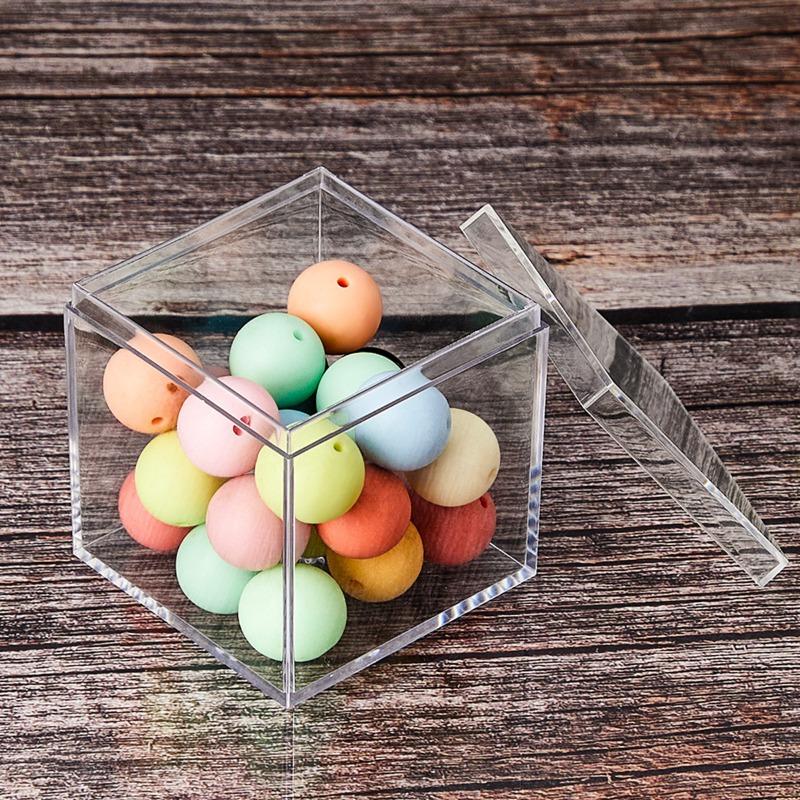 Quadratische Plastikbox mit Deckel Quadratische Transparente Bonbondose Aufbewahrungsbox