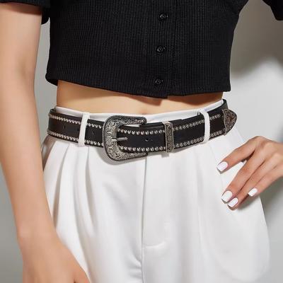 Punkový Styl Trend Vrbový Hřebíkový Pás Dámská Osobnost Jednoduchý High-End Dekorativní Pás Džínový Pás