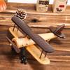 Retro Wooden Airplane Model Ornament - Handcrafted Desktop Decoration