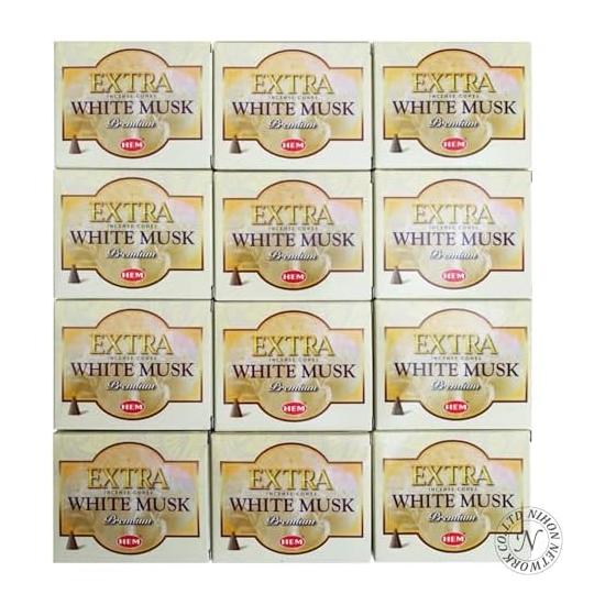 Japan Network HEM Corn Incense Extra White Musk Corn Type Set of 12