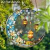 Acrylic Crescent Moon with Lanterns Suncatcher Stained Glass Effect Window Hanging Ornament Boho Lover Gifts