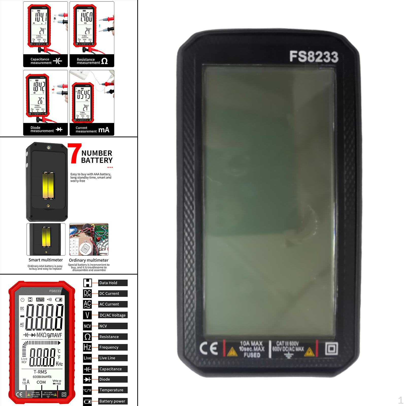 

Automatic Range of Screen Multimeter The FS8233 червоний