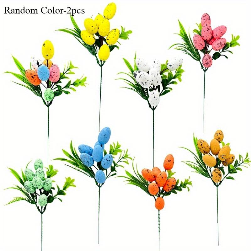 Easter Egg Flower Sticks Foam Spotted Egg Cuttings Green Plant Decoration Plug-ins Easter Decoration Home Office Party Decor